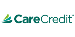 A black background with the word care credit written in green.